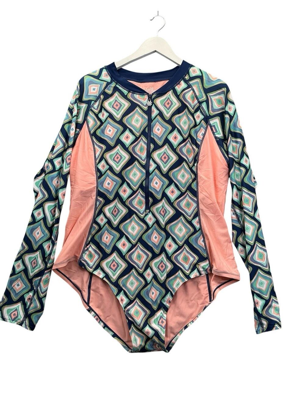 UV Skinz UPF 50+ Sun Long Sleeve Bathing Suit Surfing Swimwear Plus Size 3XL